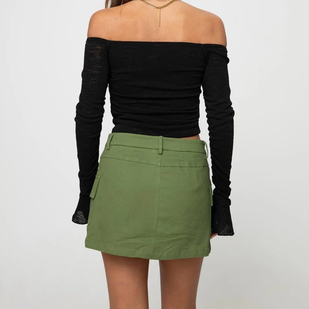 Princess Polly Yesenia Cargo Skort Olive Green 2 Midrise Mini Skirt Shorts Under - Picture 3 of 16